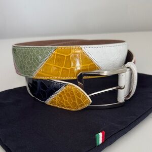 Caporicci Real genuine alligator Multicolor patchwork Leather Belt unisex